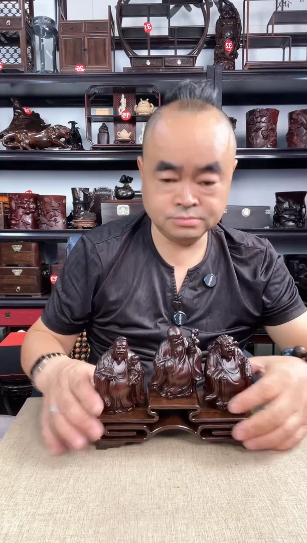 木三连+福禄寿老李红木工艺品