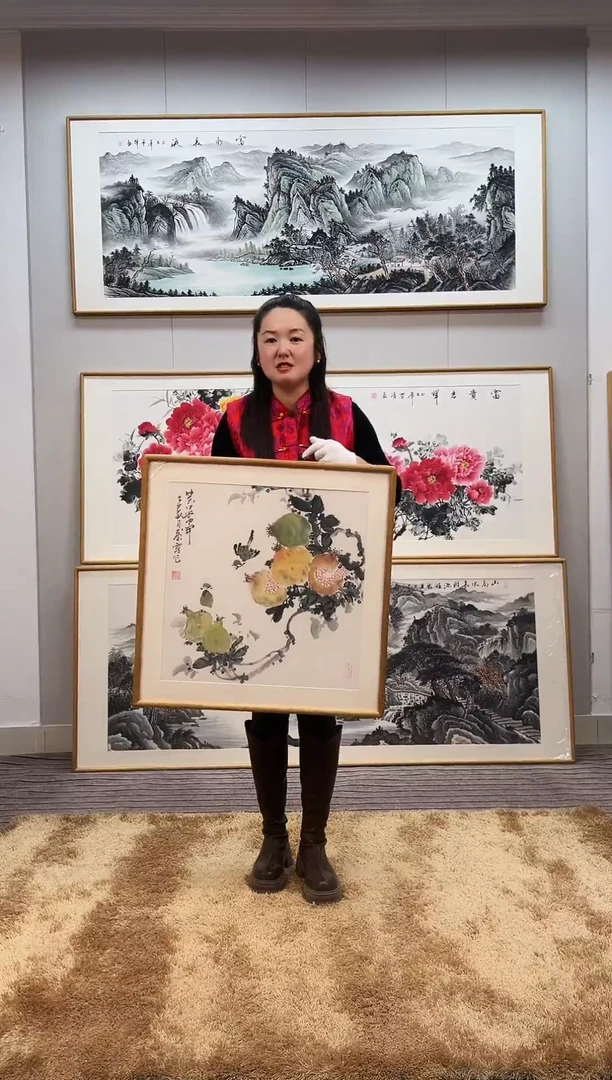 国画手绘石榴62*62尺寸