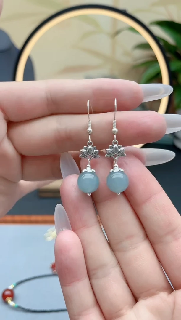 玛瑙/玉髓耳饰银S925镶嵌01