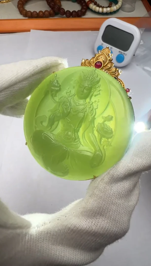 颈饰足金镶嵌翡翠足金翡翠