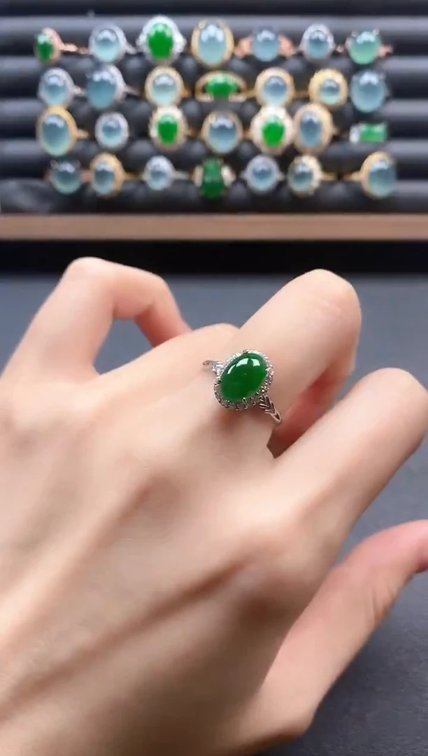 银S925镶嵌戒指翡翠51151
