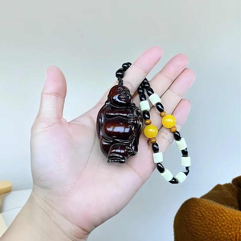 紫檀木【弥勒佛】手把件实木雕刻摆件装饰品文玩手把件