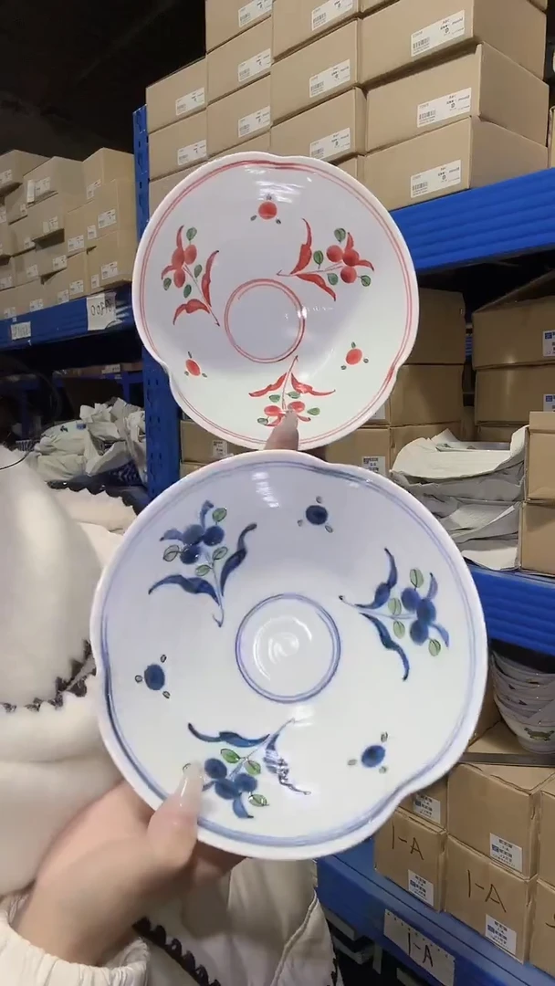 陶瓷【2件套】日本进口一诚陶苑手绘万历大面碗18.3cm