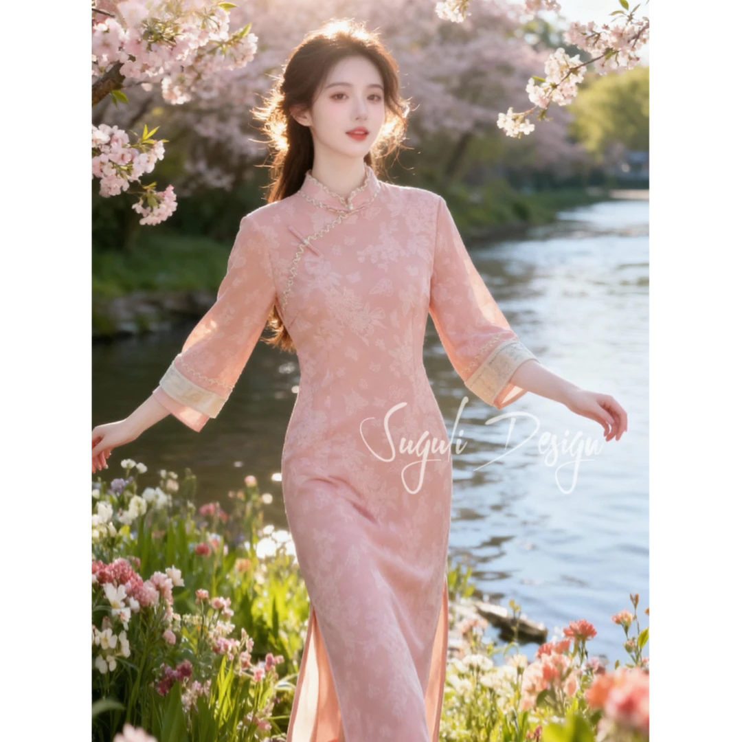 苏故里【宛若清风】加绒秋冬文艺显瘦新中式日常旗袍气质衣长120