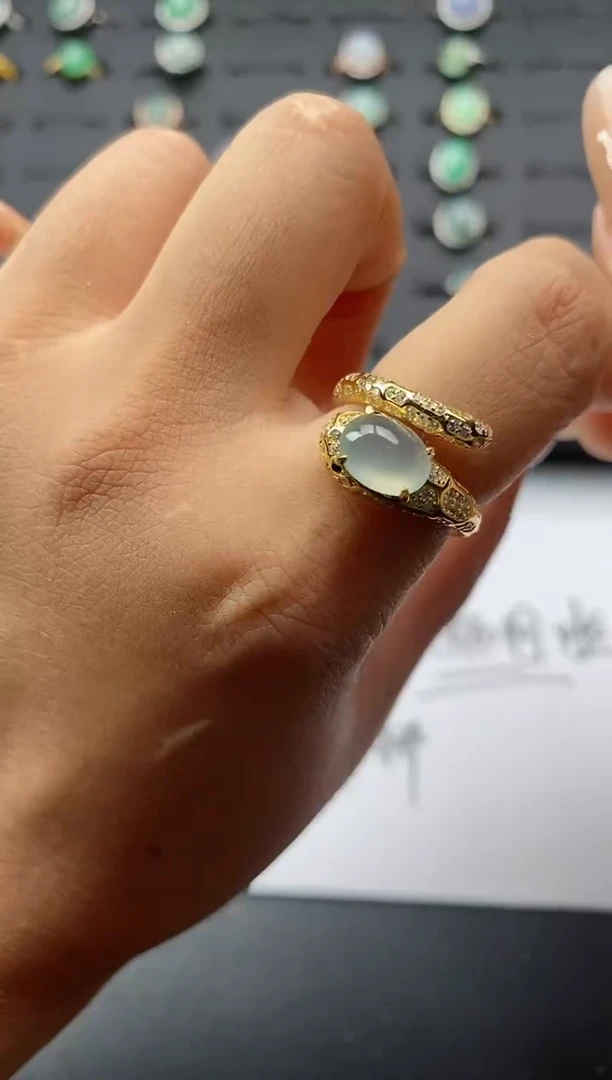 翡翠戒指银S925镶嵌.
