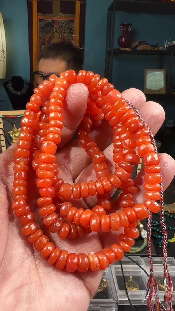 南红玛瑙未镶嵌颈饰马拉念珠