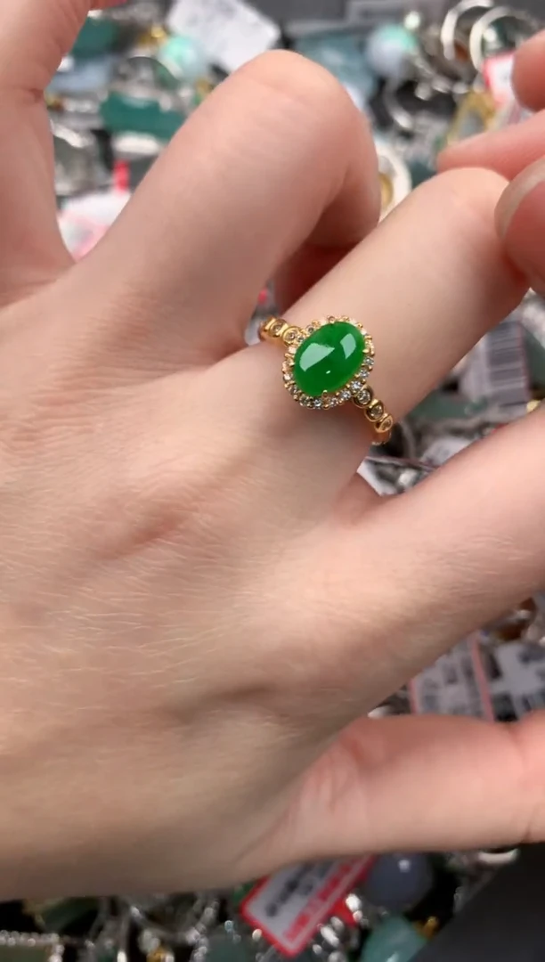 银S925镶嵌戒指翡翠1010----10