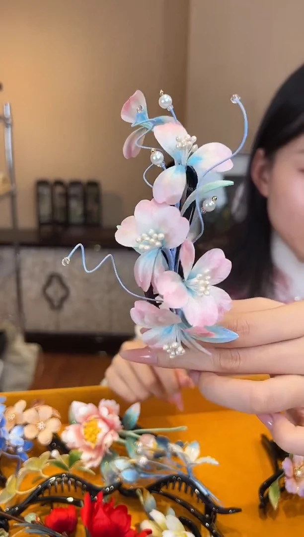 刺绣 非遗绒花（发饰）