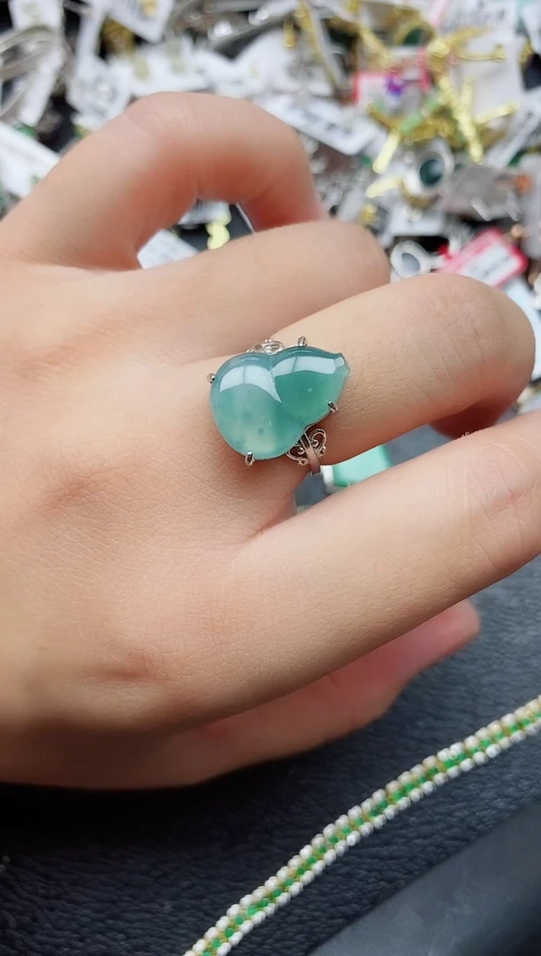 银S925镶嵌戒指翡翠1