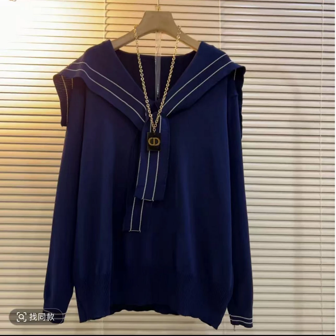 欧货时尚洋气减龄领巾针织衫 893