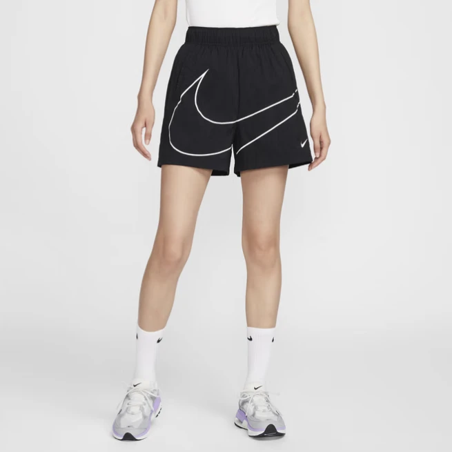 耐克/NIKE女子运动裤宽松高腰透气休闲网眼梭织短裤 HM4633010