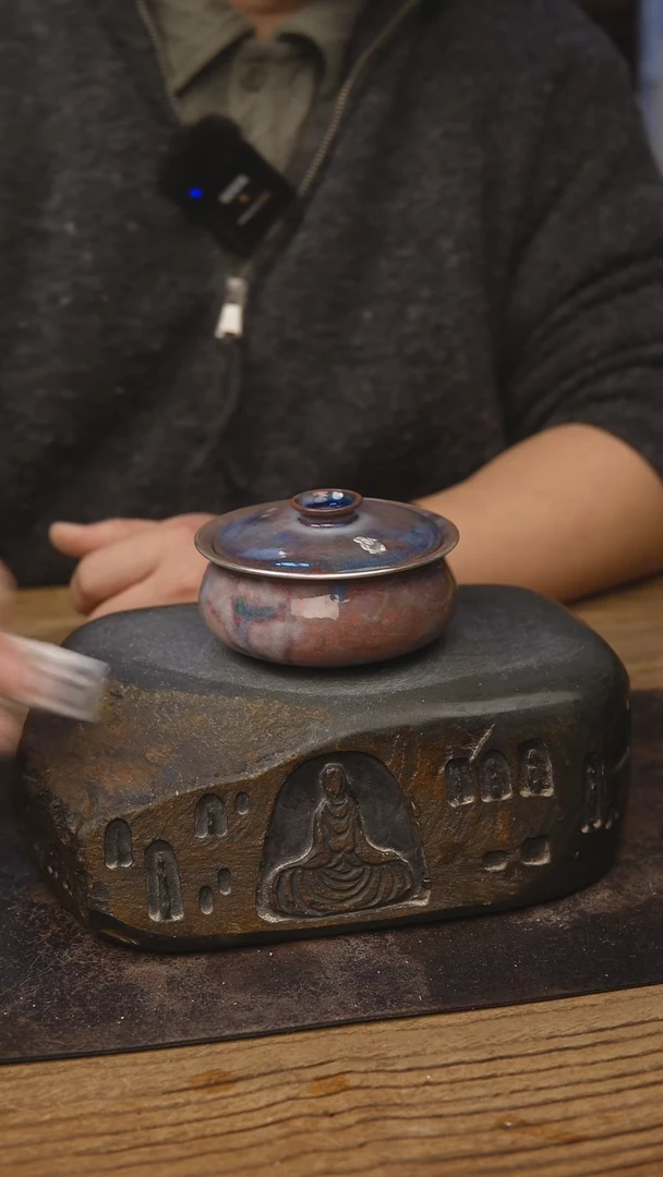 甘石陶艺苏打柴烧包银326