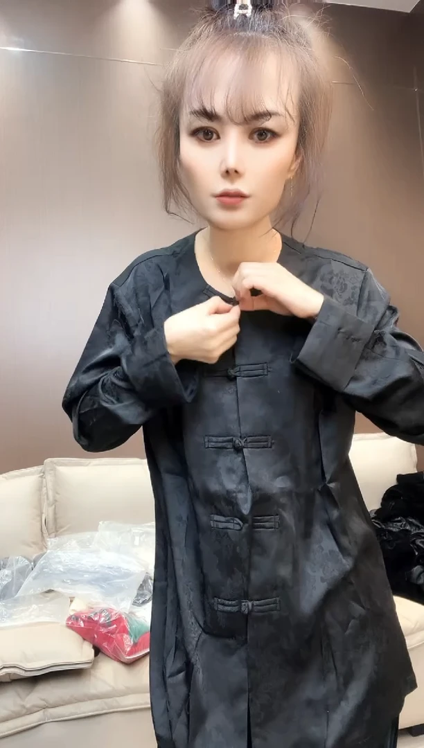 提花薄开衫盘扣圆领4XL