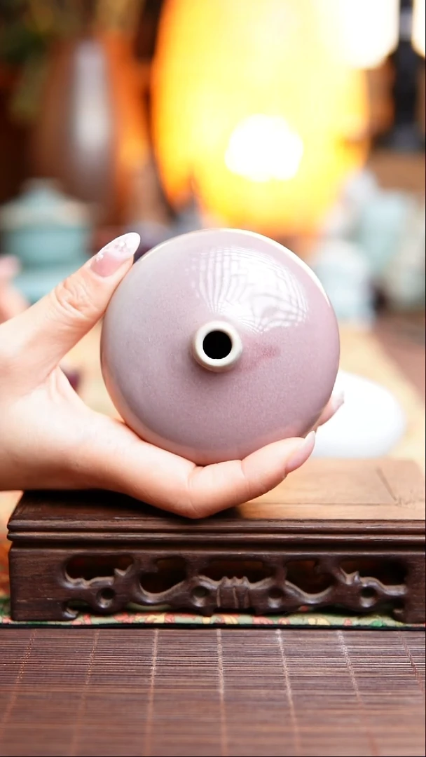 豆豆瓶 粉色 钧瓷盖置