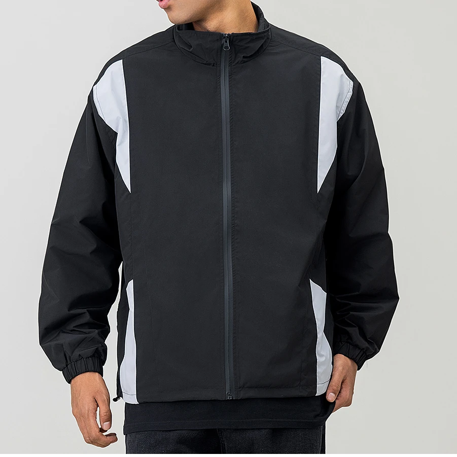 拼接撞色立领夹克男女休闲运动宽松情侣上衣外套