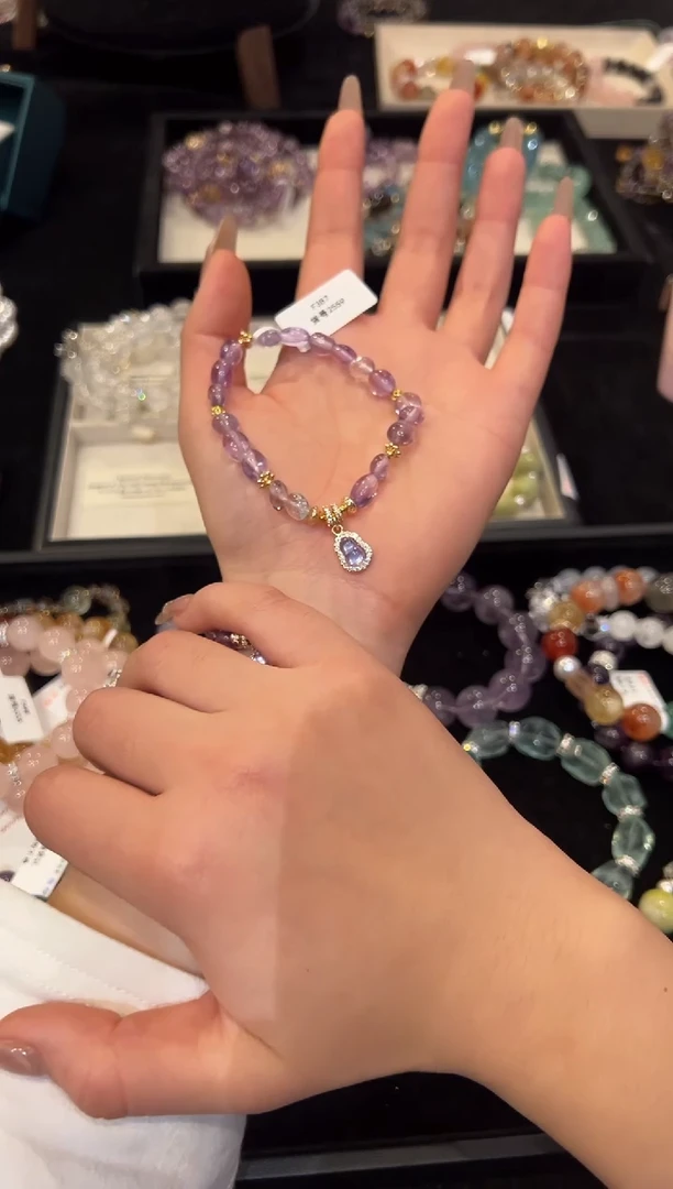 未镶嵌手链水晶紫水随性设计款手串
