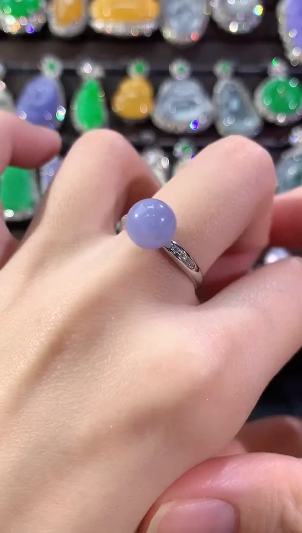 18K金镶嵌戒指翡翠冬日珠宝W24紫货有色差