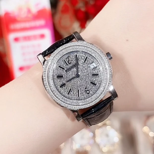 99新 BVLGARI/宝格丽 皮带35mm石英腕表/后钻满天星/WHT024272
