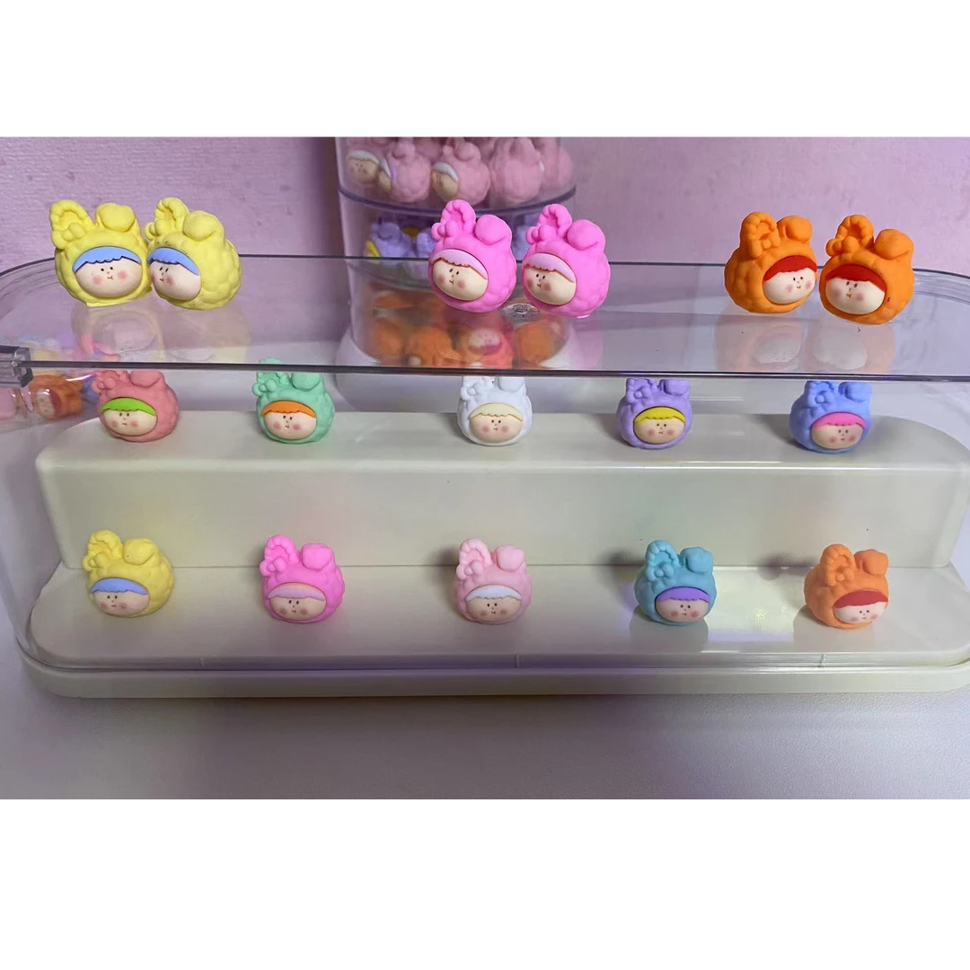 夜光手感漆折耳小兔头手工创意DIY制作亲子摆件