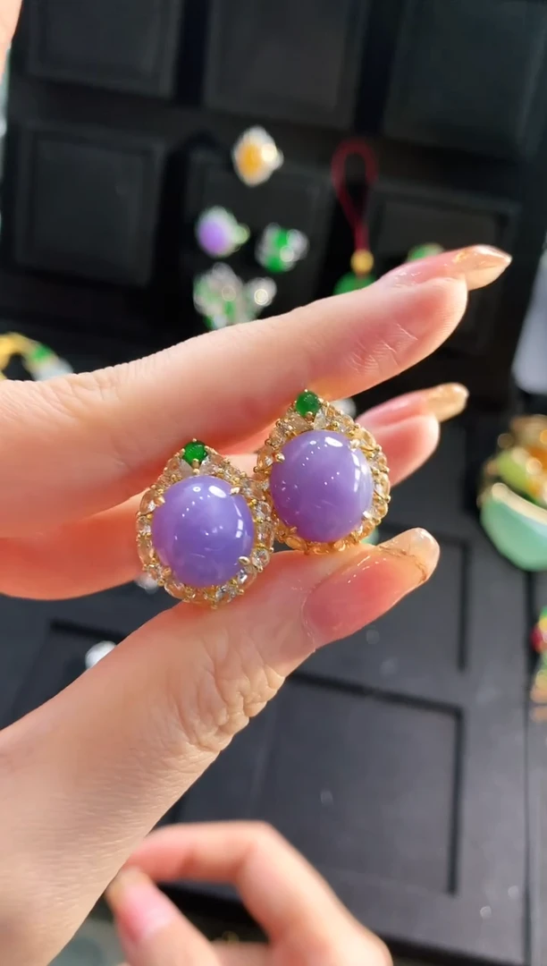 【闪购商品】翡翠耳饰18K金镶嵌耳饰