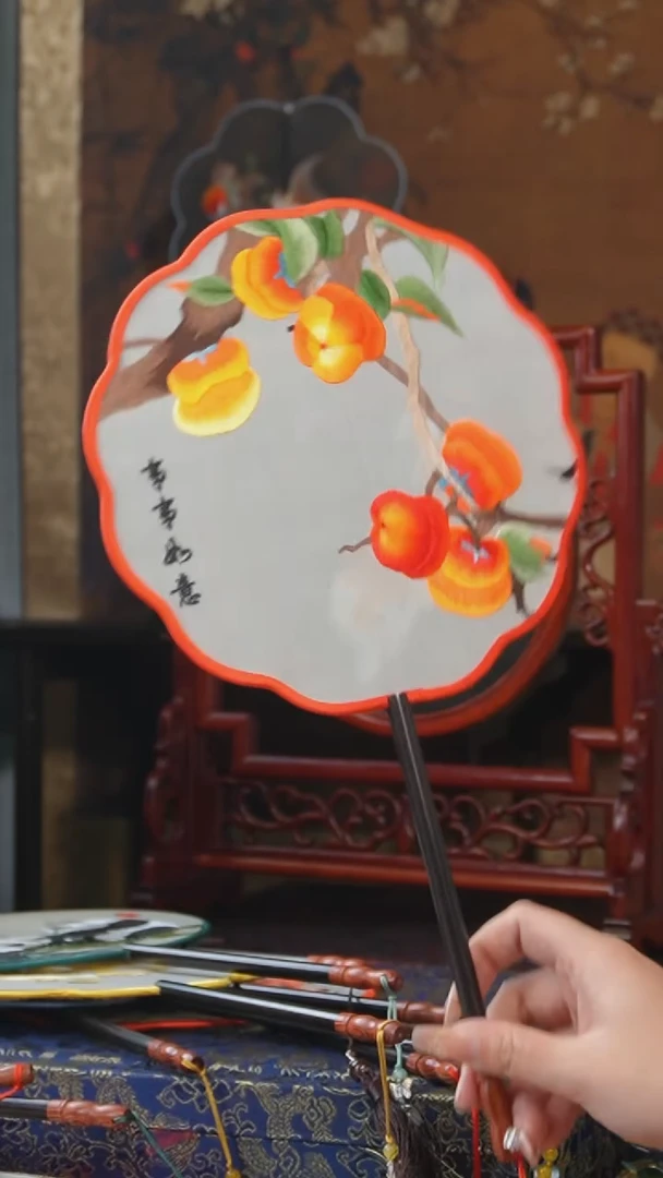 刺绣团扇 绣花双面非遗