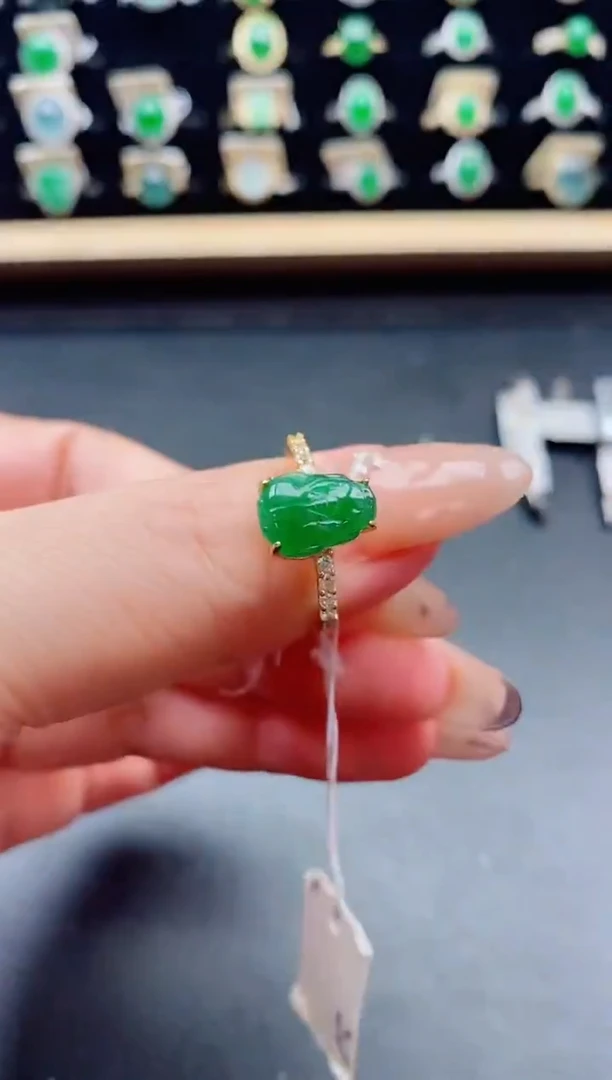 银S925镶嵌戒指翡翠1