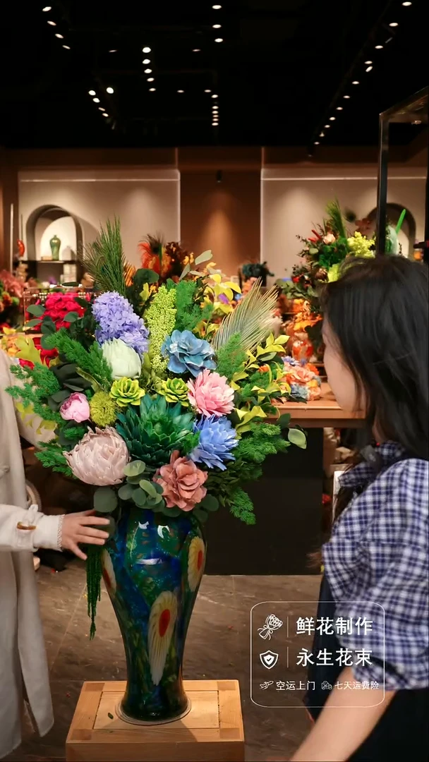 手工艺品琉璃手工花器花束空运包邮送货上门-以图片为准