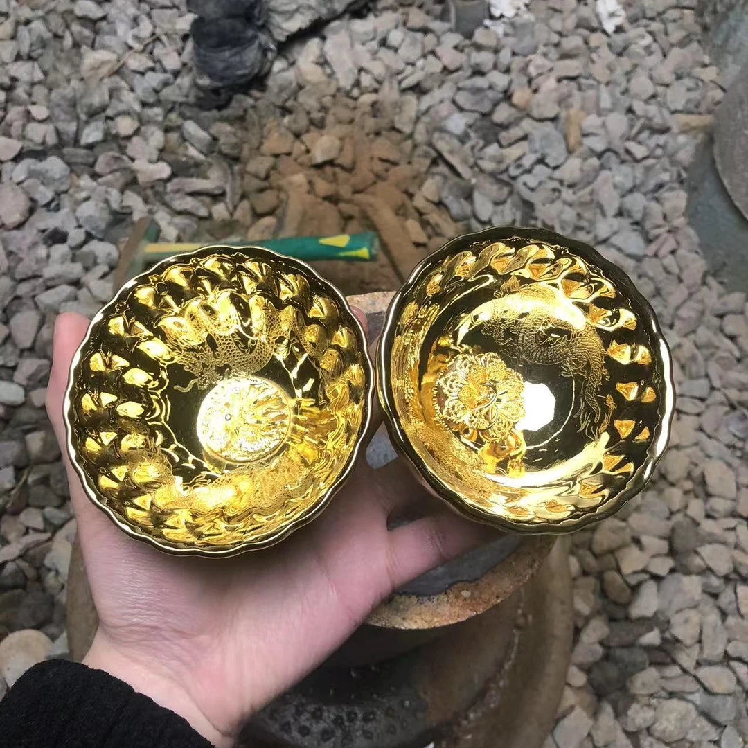 金玉满堂龙纹对杯 龙凤呈祥茶杯