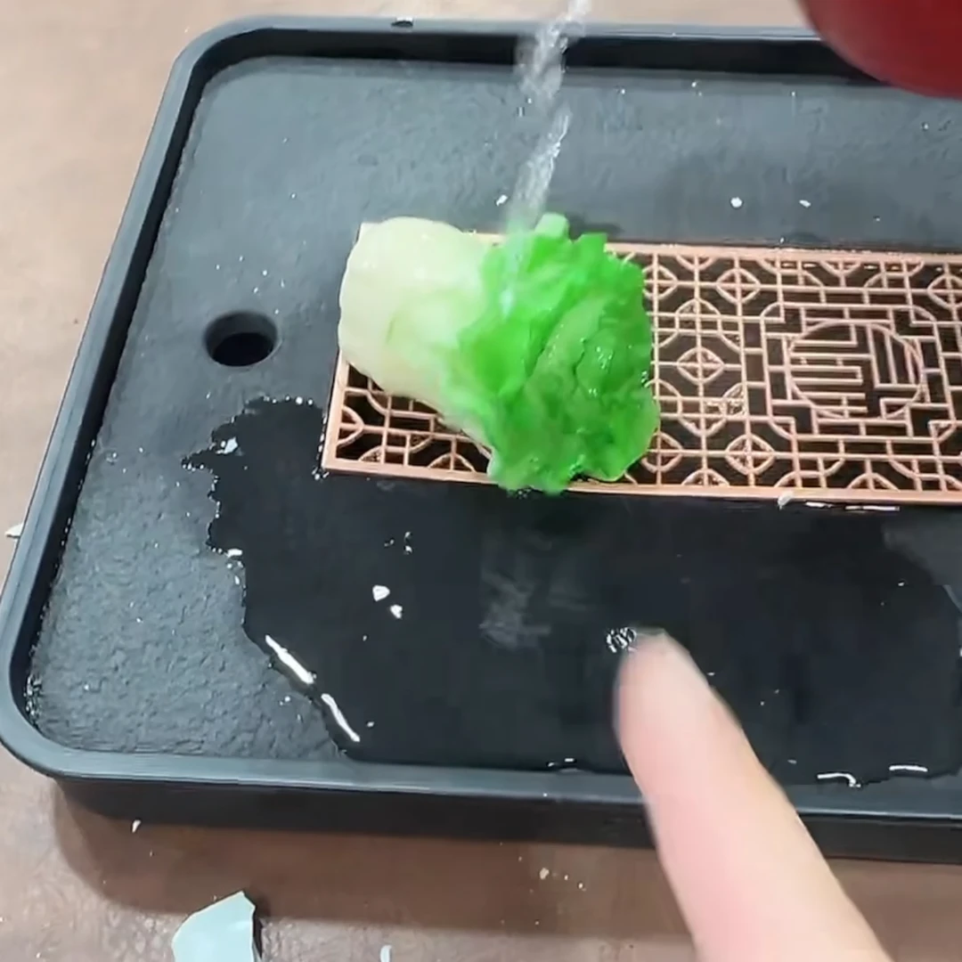 【闪购商品】白菜变色百财茶宠绿色创意茶道把玩精美 （不带茶盘）