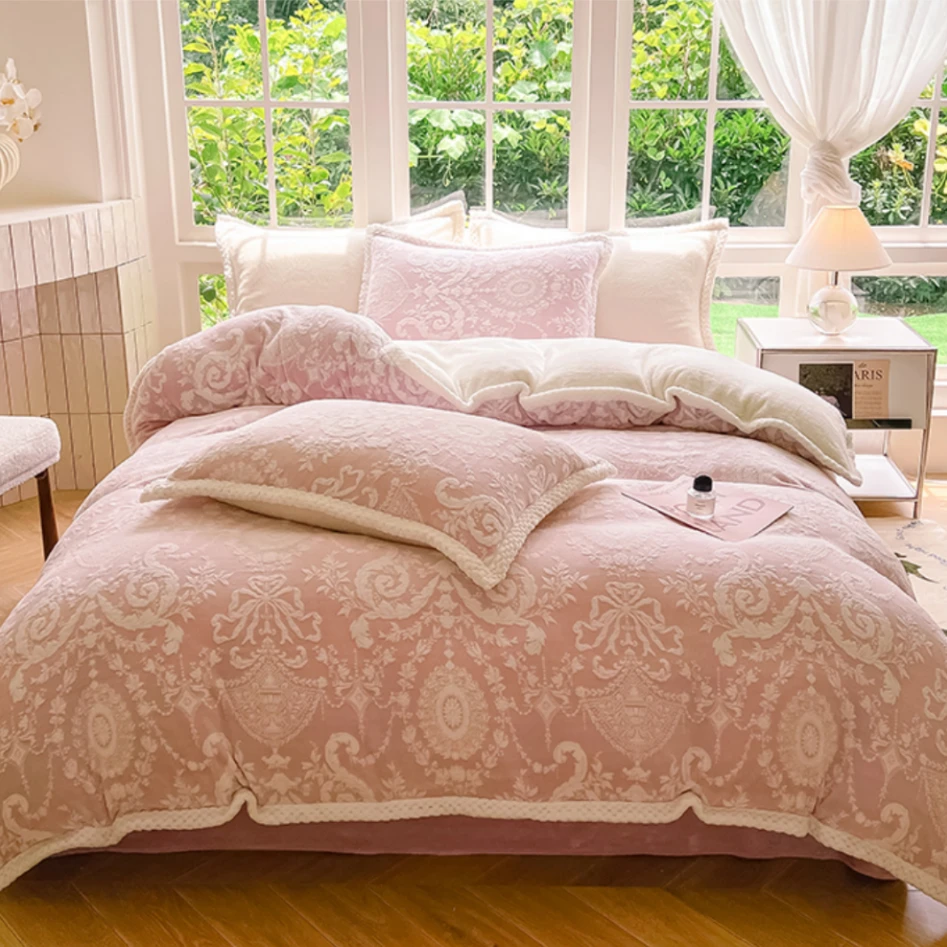 【南方生活】 秋冬牛奶绒磨毛双四件套套组