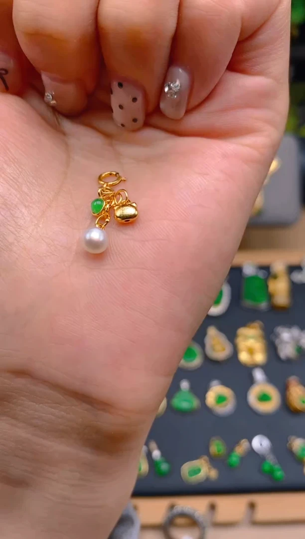 吊坠(不含链)银S925镶嵌翡翠提溜