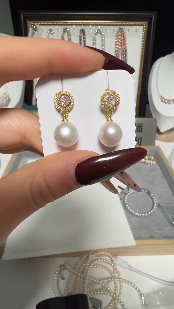 银S925镶嵌耳饰淡水珍珠永丽珍珠严选