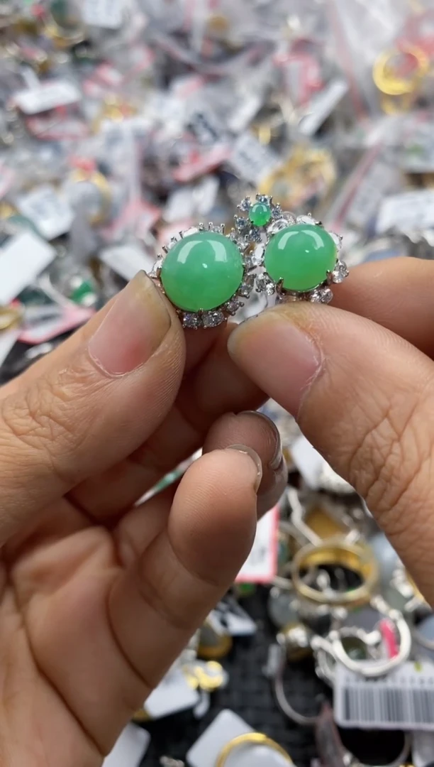 银S925镶嵌戒指翡翠2222----8