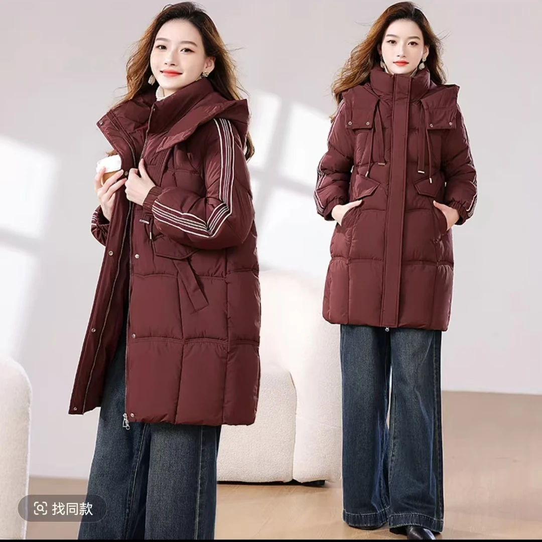 冬季新款连帽显瘦中长款休闲时尚百搭女士棉服外套838#