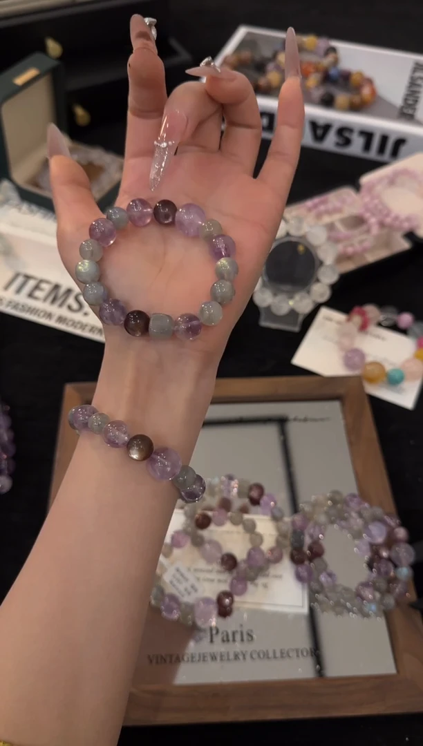 未镶嵌手链水晶灰月光多宝x3610