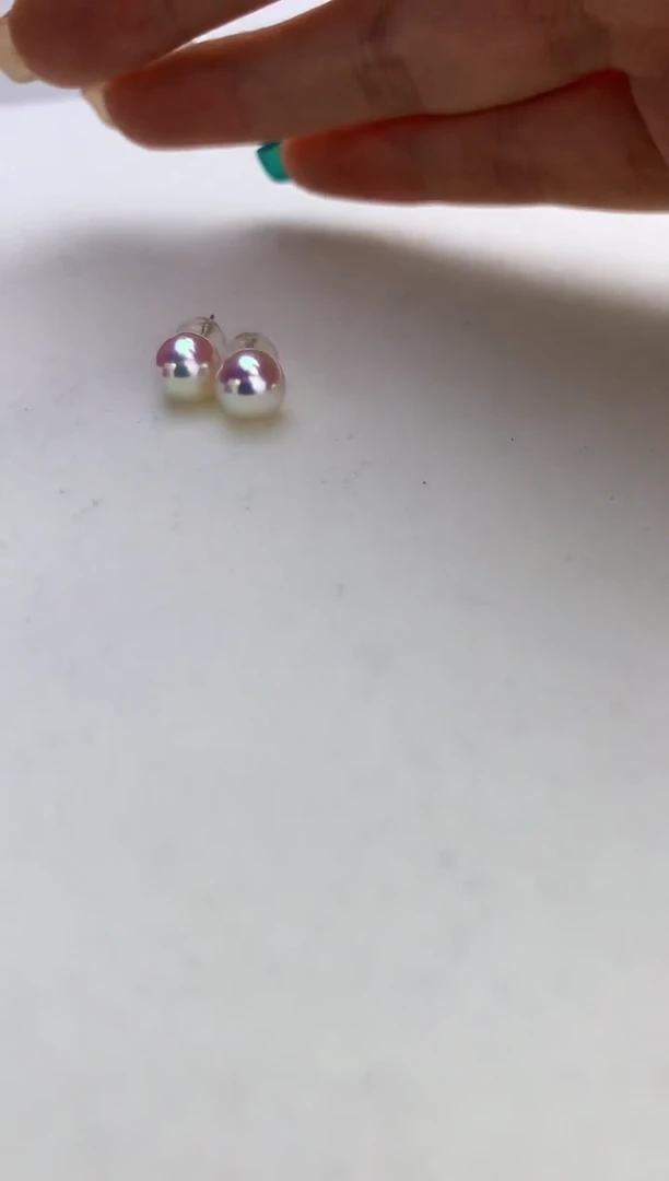 18K金镶嵌海水珍珠DA 耳钉 6-7 GD003
