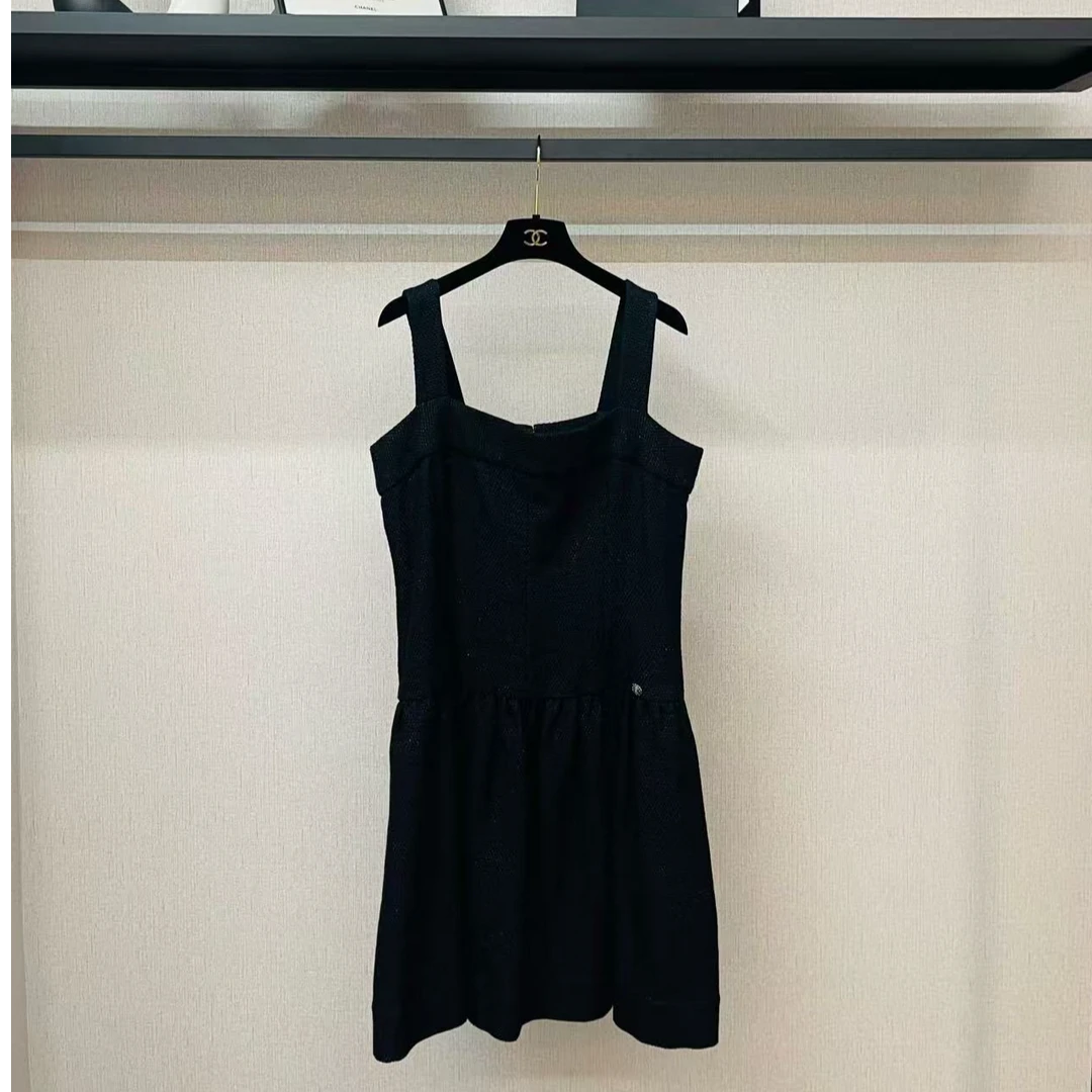95新 Chanel/香奈儿 黑色粗花呢连衣裙/f42/编号731