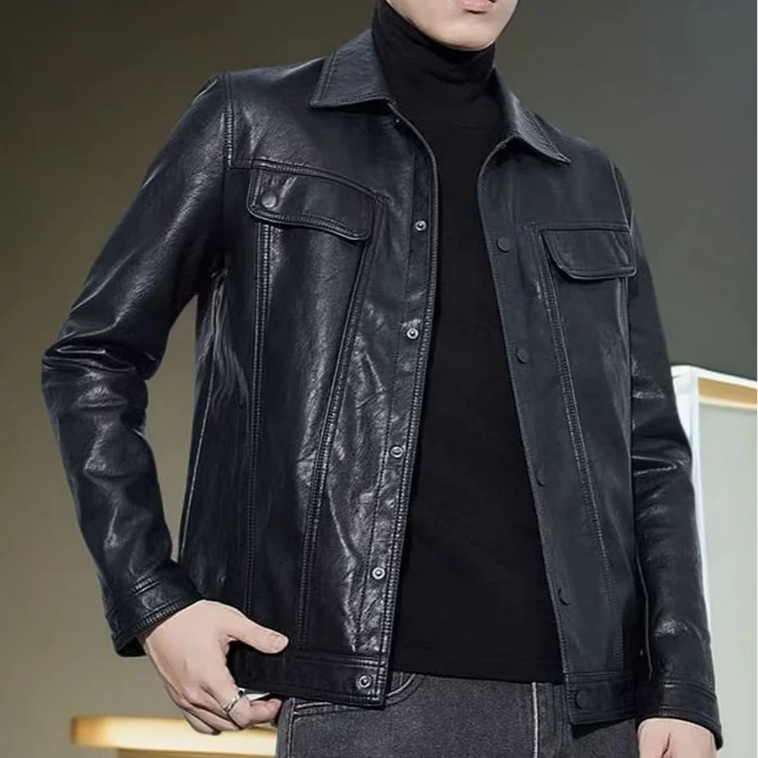 【山羊皮】25年新款春秋男士经典保暖防风夹克外套通勤真皮