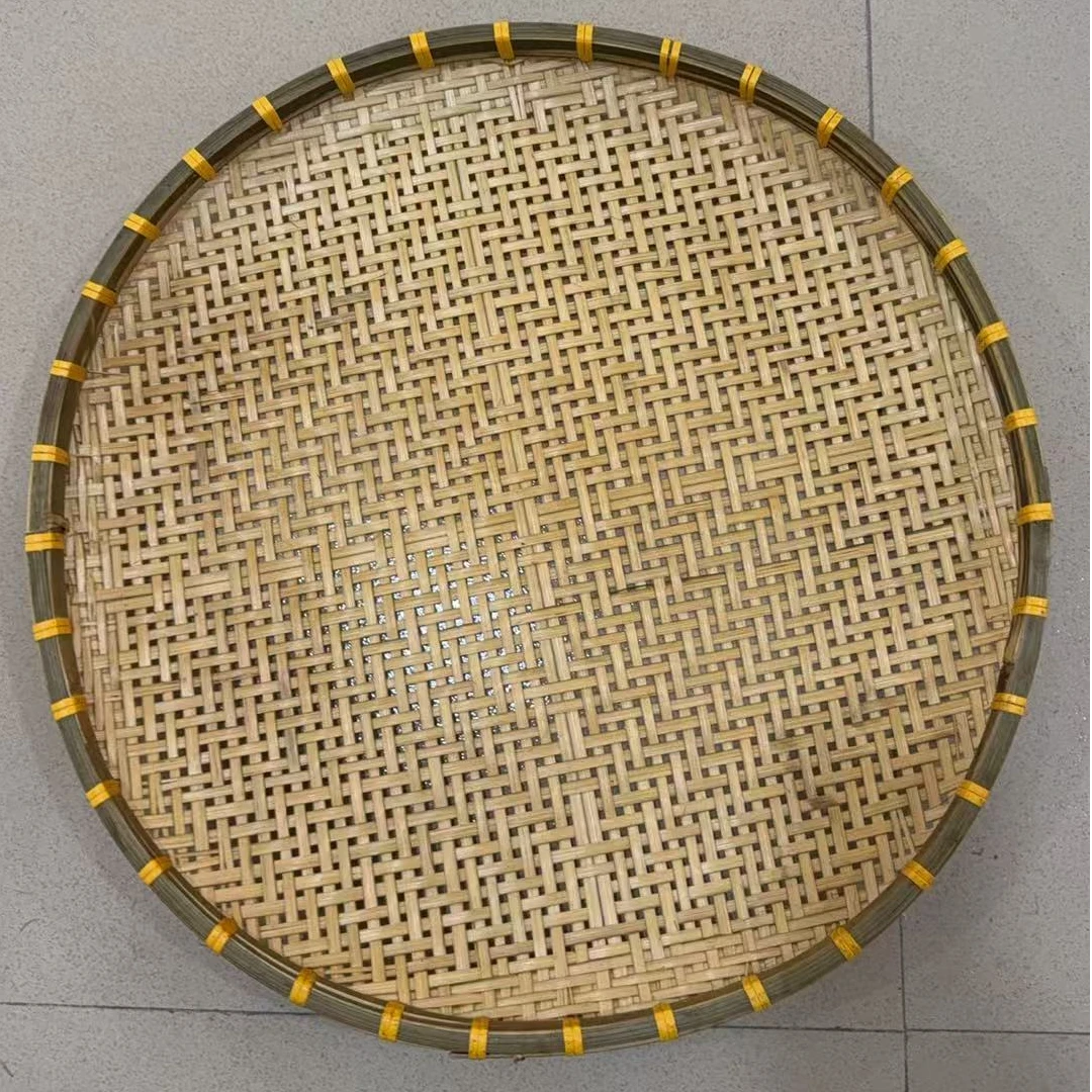 2个55公分有孔烟熏款竹编纯手工编制家用品圆形晾晒盘