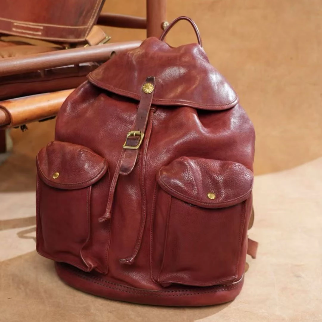 WANMUWANPI/顽木顽皮伞兵包纯牛皮大容量复古皮具时尚男士百搭