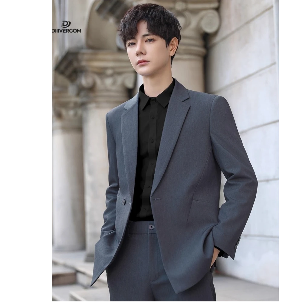 DIIIVERGOM男士休闲西装外套修身高级感韩版轻熟风商务小西服套装