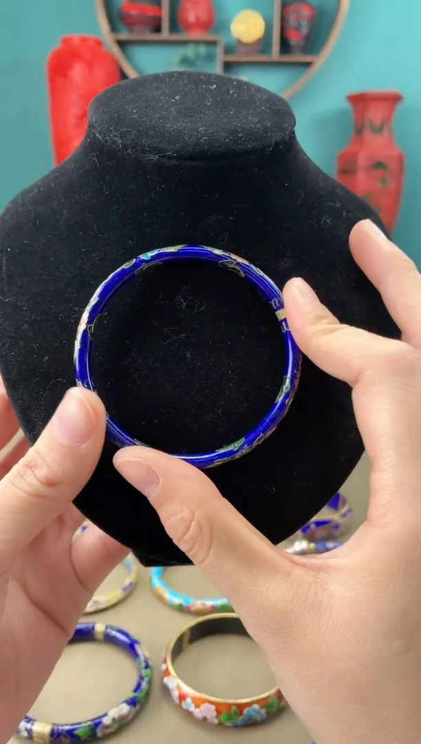 景泰蓝开口镯 52-58可戴 宝蓝