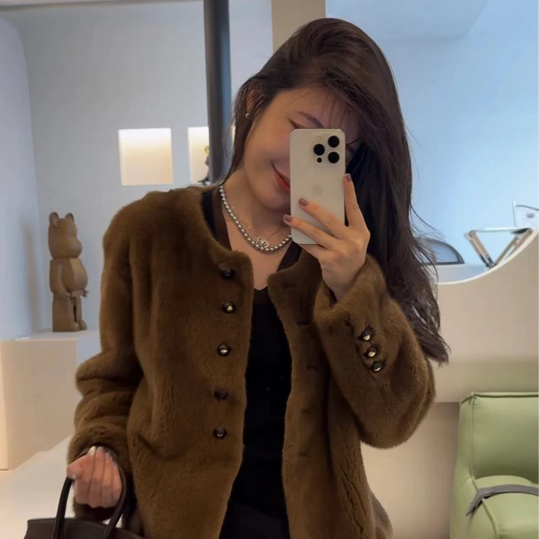 【时光定格】100水貂皮毛女款时尚皮草外套 GW063