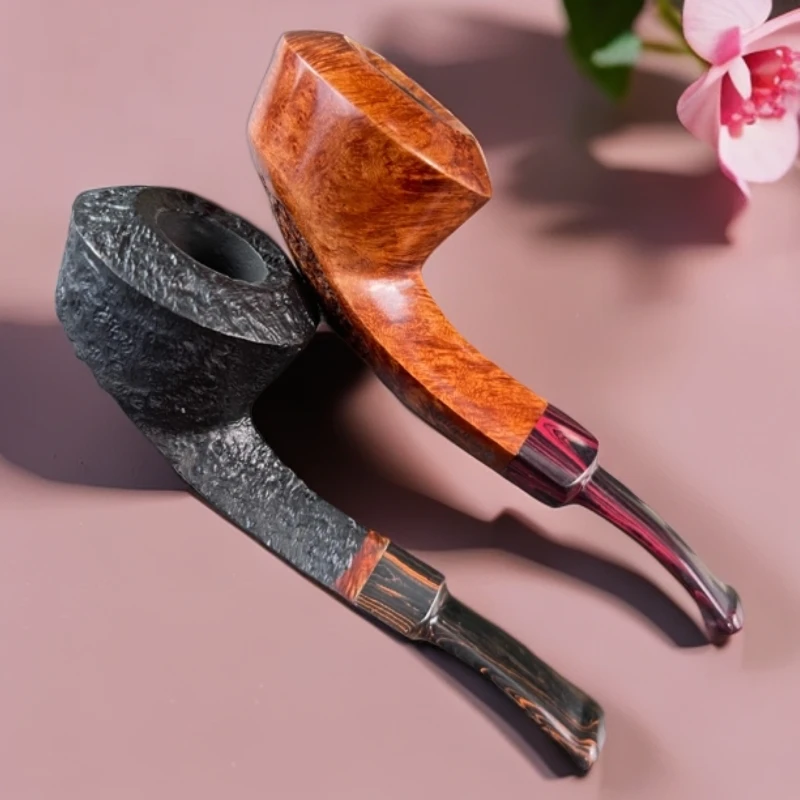 手工石楠木楠木烟斗牛头烟斗经典坎嘴蝴蝶式三毫米牛头石楠木斗