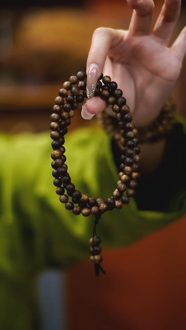 沉香手串7mm透顶绿圆珠多圈16g+多样性发一