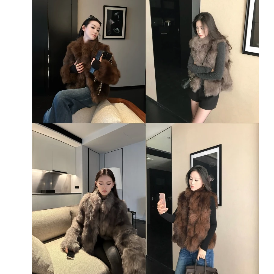 人造皮草 2025冬季新款环保狐狸毛仿皮草外套女短款外套高级感