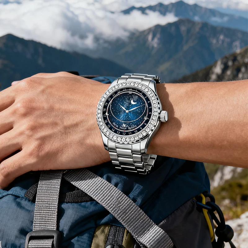 全新未使用 星空系列/时尚星空夜光自动腕表 赠皮表带zz