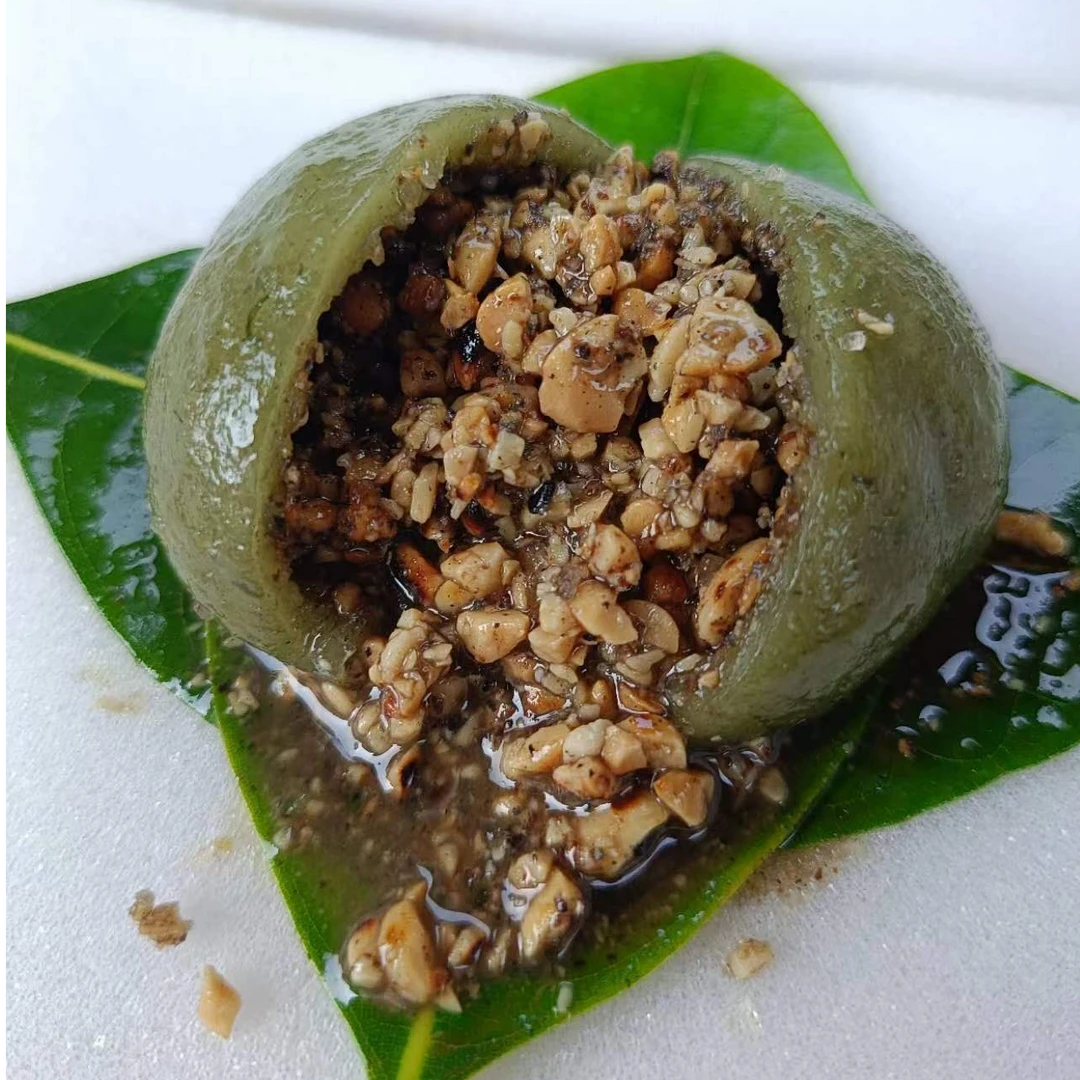 艾草糍粑花生味芝麻味糯米糍家乡特产软糯香甜现做现发