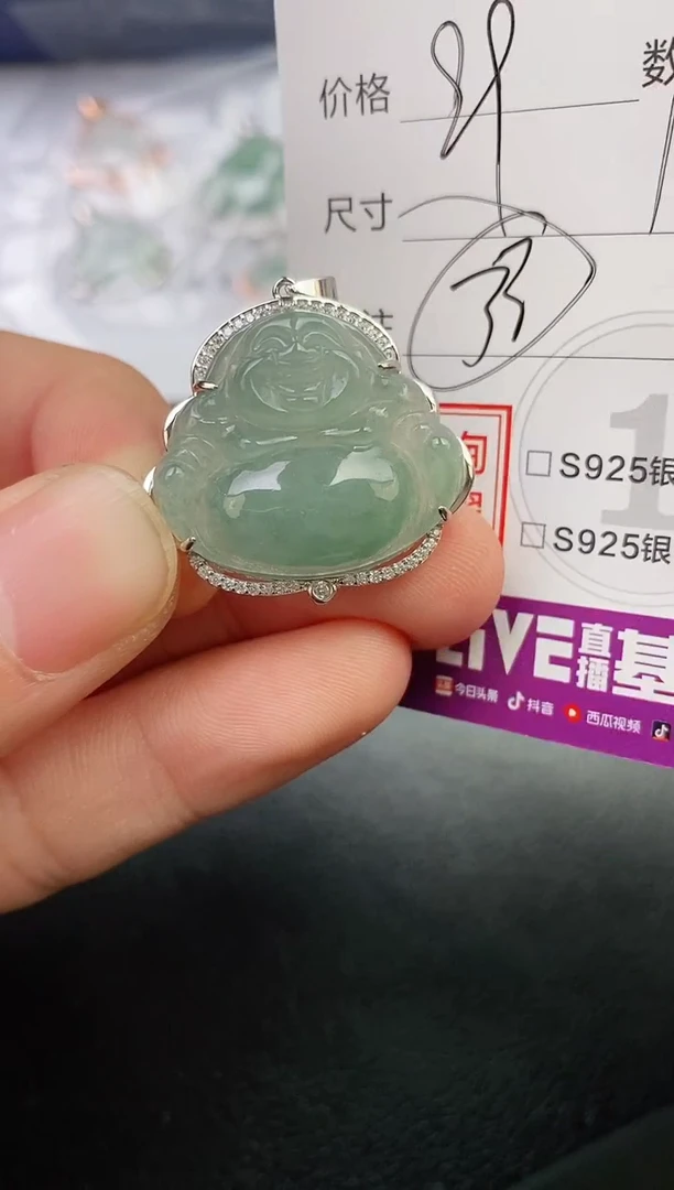 颈饰银S925镶嵌翡翠何****s挂件