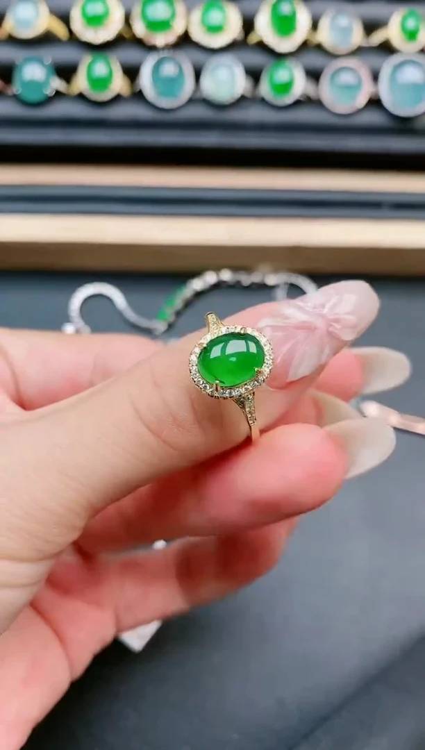 翡翠戒指银S925镶嵌111111